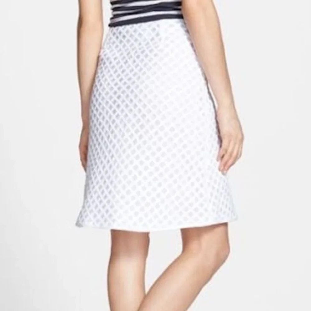 Tory Burch Alaina White Diamond Weave Skirt